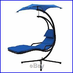 Hanging Chaise Lounger Chair Porch Deck Patio Swing Hammock Canopy Camping Navy