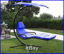 Hanging Chaise Lounger Chair Porch Deck Patio Swing Hammock Canopy Camping Navy