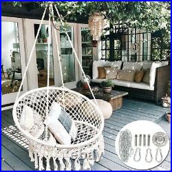 Hanging Cotton Rope Macrame Hammock Chair Swing Outdoor Garden+ Set Metal