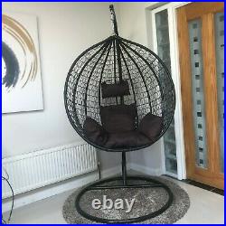 Hanging Egg Chair Cocoon With Cushion Rattan Style Double Single White Black New