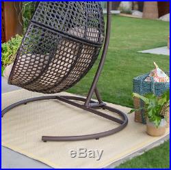 Hanging Egg Chair Outdoor Loveseat Cushion Stand 2 Seat Hammock Canopy Wicker