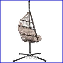 Hanging Egg Chair Outdoor Porch Swing Soft Cushion Seat Furniture Steel with Stand