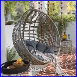Hanging Egg Chair Resin Wicker Cushion Stand Porch Swing Patio Sunroom Gray NEW