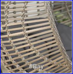 Hanging Egg Chair Resin Wicker Cushion Stand Porch Swing Patio Sunroom Gray NEW