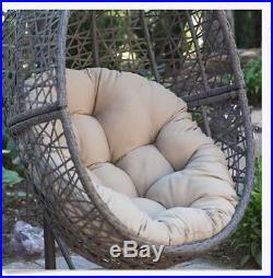 Hanging Egg Chair Swing Resin Wicker Cushion Indoor Outdoor Patio BROWN Seat New