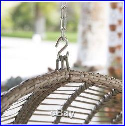 Hanging Egg Chair Swing Resin Wicker Patio Outdoor GRAY Cushion Poolside Deck