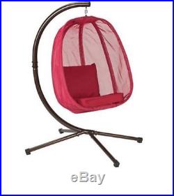 Hanging Egg Chair Swing Stand Patio Outdoor Home Seating Furniture Poolside Red