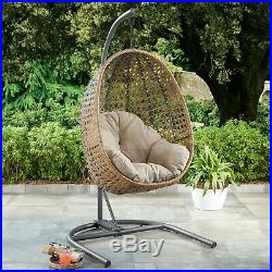 Hanging Egg Chair Swing With Stand, Outdoor Wicker Hammock, Boho Patio Lounge