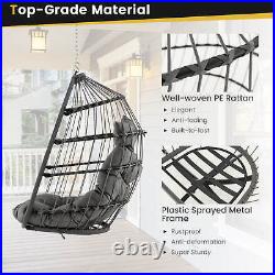 Hanging Egg Chair Wicker Swing Hammock Chair with Head Pillow & Seat Cushion Gray
