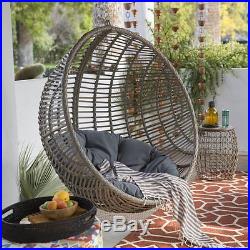 Hanging Egg Chair Wicker With Cushion And Stand Swing Kids Patio Deck Lounger