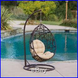Hanging Egg Chair With Stand Wicker Hammock Outdoor Indoor Swing Seat Chairs