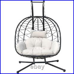 Hanging Egg Chairs for Outside Double Porch Swing Chair 2-Person with Stand