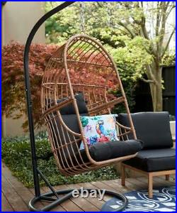 Hanging Egg Swing Chair Garden Patio Rattan Indoor Outdoor Cocoon with Cushion