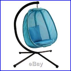 Hanging Hammock Chair Egg Stand Yard Indoor Outdoor Patio Swing Portable Blue
