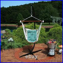 Hanging Hammock Chair with Stand Swing Seat Frame Tufted Victorian Navy Blue