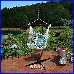 Hanging Hammock Chair with Stand Swing Seat Frame Tufted Victorian Navy Blue