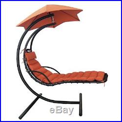 Hanging Lounge Seat with Shade Canopy Outdoor Steel Frame Furniture Patio New