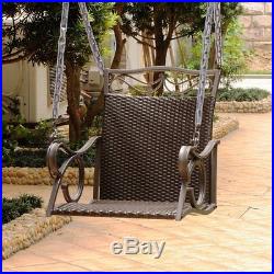Hanging Porch Swing Chair Wicker Seat Hammock Outdoor Patio Garden Yard Metal