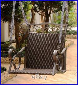 Hanging Porch Swing Chair Wicker Seat Hammock Outdoor Patio Garden Yard Metal