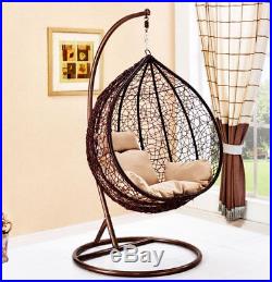 Hanging Rattan Swing Patio Garden Chair Weave Egg with Cushion In or Outdoor