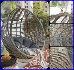 Hanging Wicker Chair Egg Outdoor Patio Furniture Hammock Seat With Cushion Stand