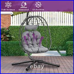 Hanging Wicker Egg Chair withStand Hammock Swing Chair+Cushion for Patio Garden
