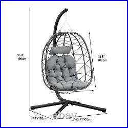 Hanging Wicker Egg Chair withStand Hammock Swing Chair+Cushion for Patio Garden