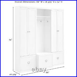 Harper 3Pc Entryway Set White Hall Tree & 2 Pantry Closets