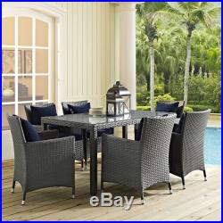 Hawthorne Collection Glass Top Patio Dining Table in Chocolate