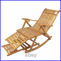 Heavy Duty Bamboo Rocking Chair Adjustable Lounge Recliner Leisure Living Room