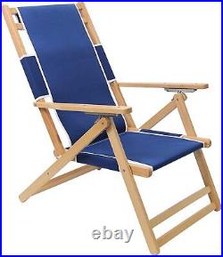 Heavy Duty Wooden Beach Chair Wood Chaise Lounger Patio Lounge Chair Reclining