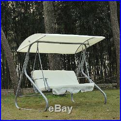 Heavy-duty Swing Chair 3 Person Porch Furniture Steel Frame With Canopy