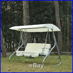 Heavy-duty Swing Chair 3 Person Porch Furniture Steel Frame With Canopy