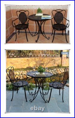 High Quality Metal Indoor Outdoor Table Chair Set Patio Cafe Black Large Size