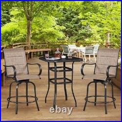 High Swivel Stools Patio Padded Texteline High Top Bistro Set Rotating Bar Chair