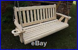 Home 5 Ft Amish Heavy Duty Mission Style Porch Swing with Cupholders Made in USA