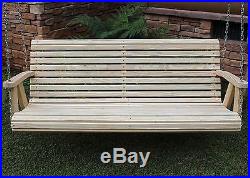 Home Garden ROLL BACK Amish Heavy Duty 800Lb 5ft Natural Porch Swing Made in USA