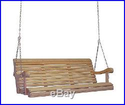 Home Outdoor 5Ft Cypress Lumber Roll Back Grandpa Porch Swing W Stainless Steel