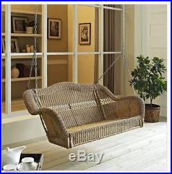 Honey Brown Resin Wicker Outdoor Porch Swing Furniture Seat Bench Patio Deck NEW