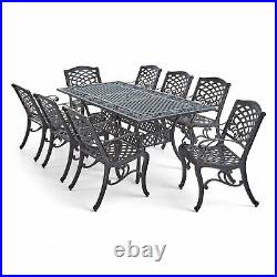 Honolulu 8-Seater Outdoor Cast Aluminum Dining Set with Expandable Table