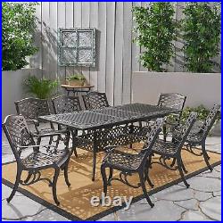 Honolulu 8-Seater Outdoor Cast Aluminum Dining Set with Expandable Table