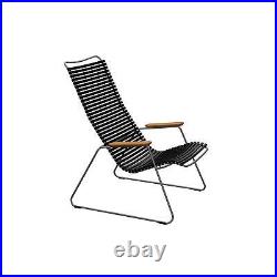 Houe CLICK Outdoor Lounge Chair with Bamboo Armrests Black, Powder-Coated Gray