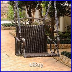 International Caravan Valencia Resin Wicker/Steel Single Chair Swing, Chocolate