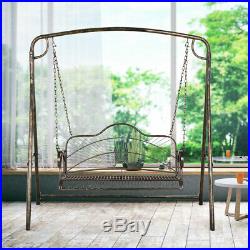 Iron Hanging Patio Porch Swing With Chain Chair Bench Seat Outdoor Deck Backyard