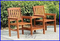 Jakarta Hardwood Wooden Garden Furniture Tete-A-Tete Garden Seat / Bench & Table