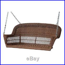 Jeco Resin Wicker Porch Swing in Honey Transitional Outdoor Glider and