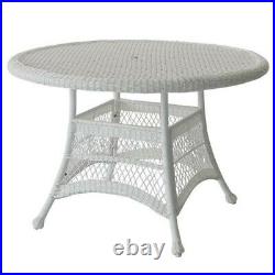 Jeco Wicker 44 Round Dining Table in White