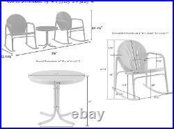 KO10020NV Griffith 3-Piece Retro Metal Outdoor Seating Set with Side Table and 2