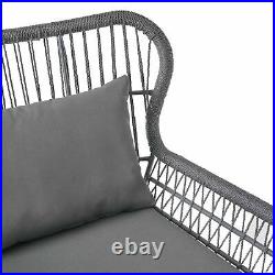 Karen Outdoor Club Chairs, Steel and Rope, Water-Resistant Cushions, Boho