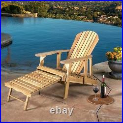 Katherine Outdoor Reclining Wood Adirondack Chair with Footrest